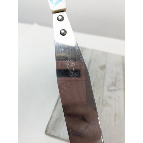 Vintage Household Stainless Spatula icing cake White Cornflower Blue Floral Hand - Picture 8 of 9